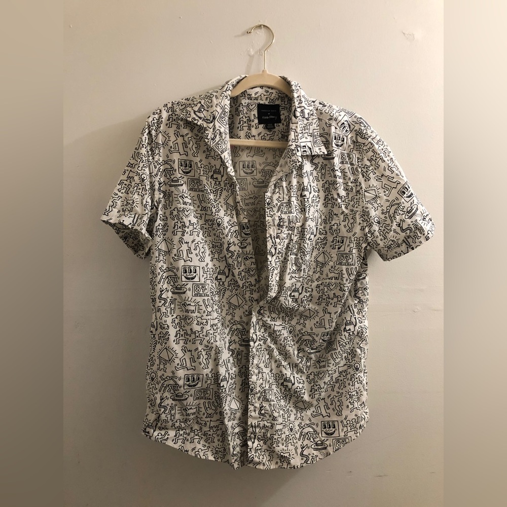 Keith Haring Unisex button down short sleeve shirt